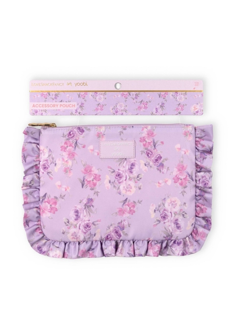LoveShackFancy x yoobi Lavender Floral Ruffle Accessory Pouch